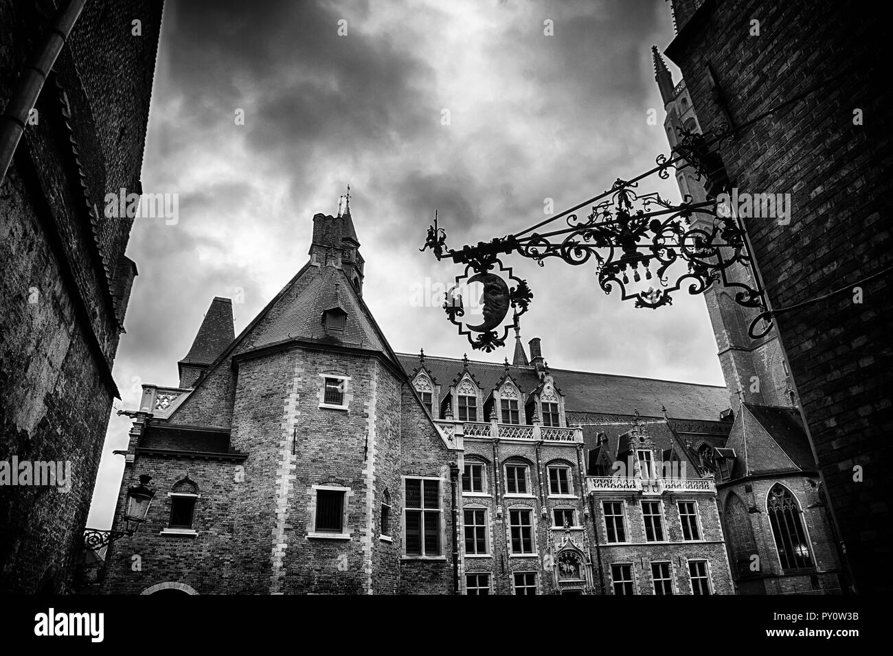 Typisches Haus von Brügge, Detail der mittelalterlichen Häuser, Tourismus in Belgien, Europa Stockfoto