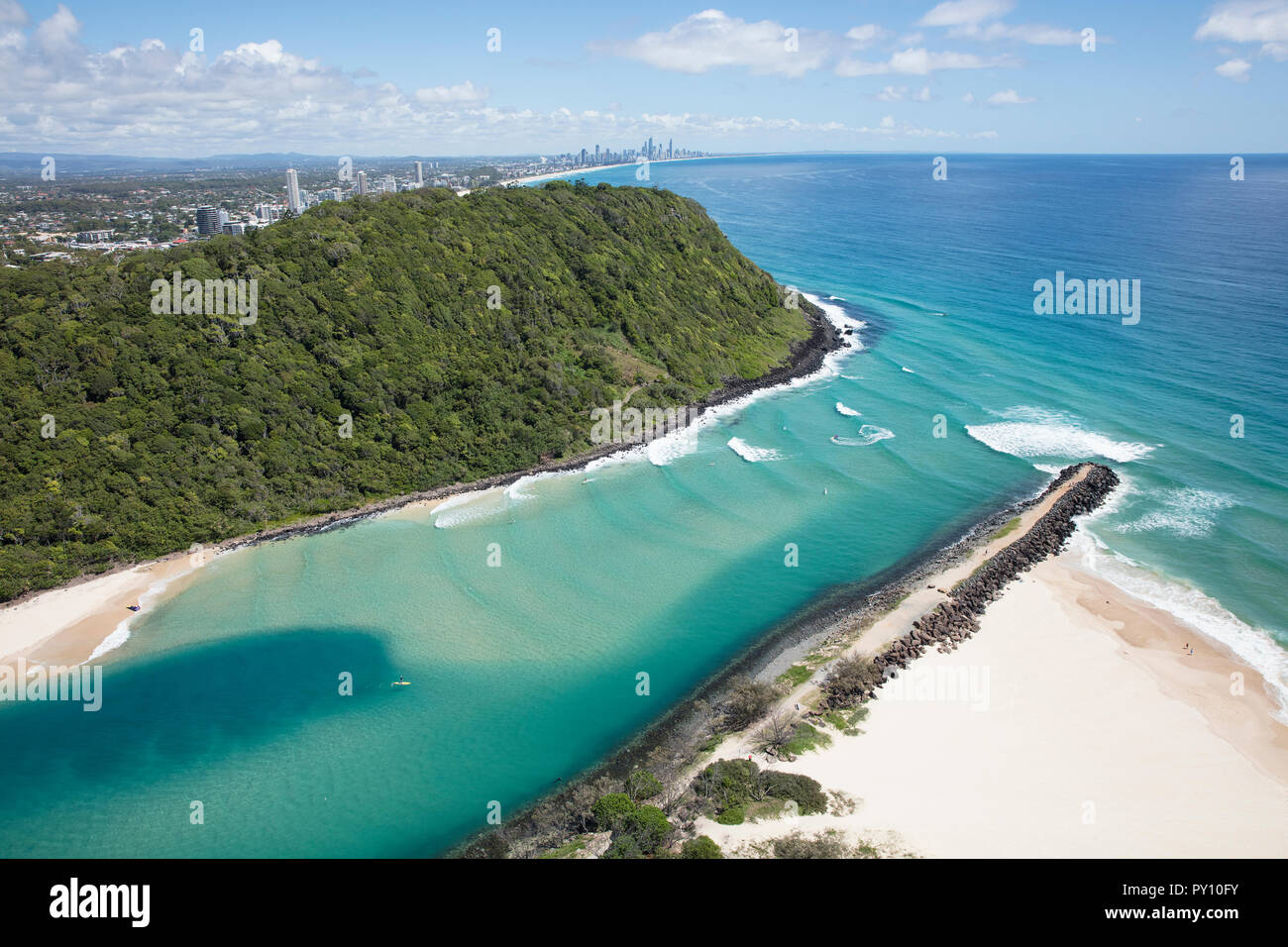 Luftaufnahme von tallebudgera Creek, Gold Coast, Queensland, Australien Stockfoto
