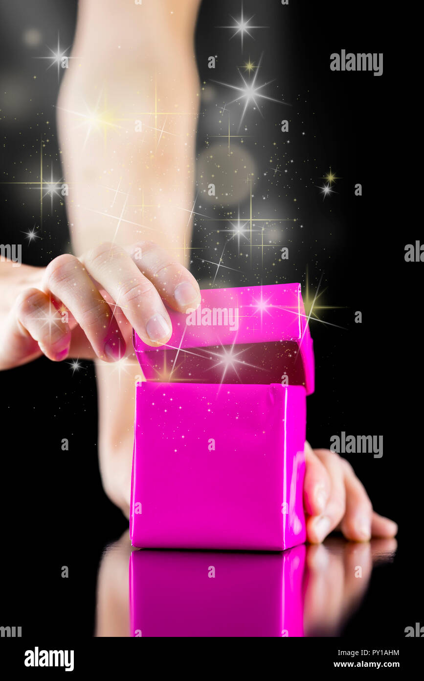 Nahaufnahme der weiblichen Öffnung eine magische vorhanden. Stockfoto