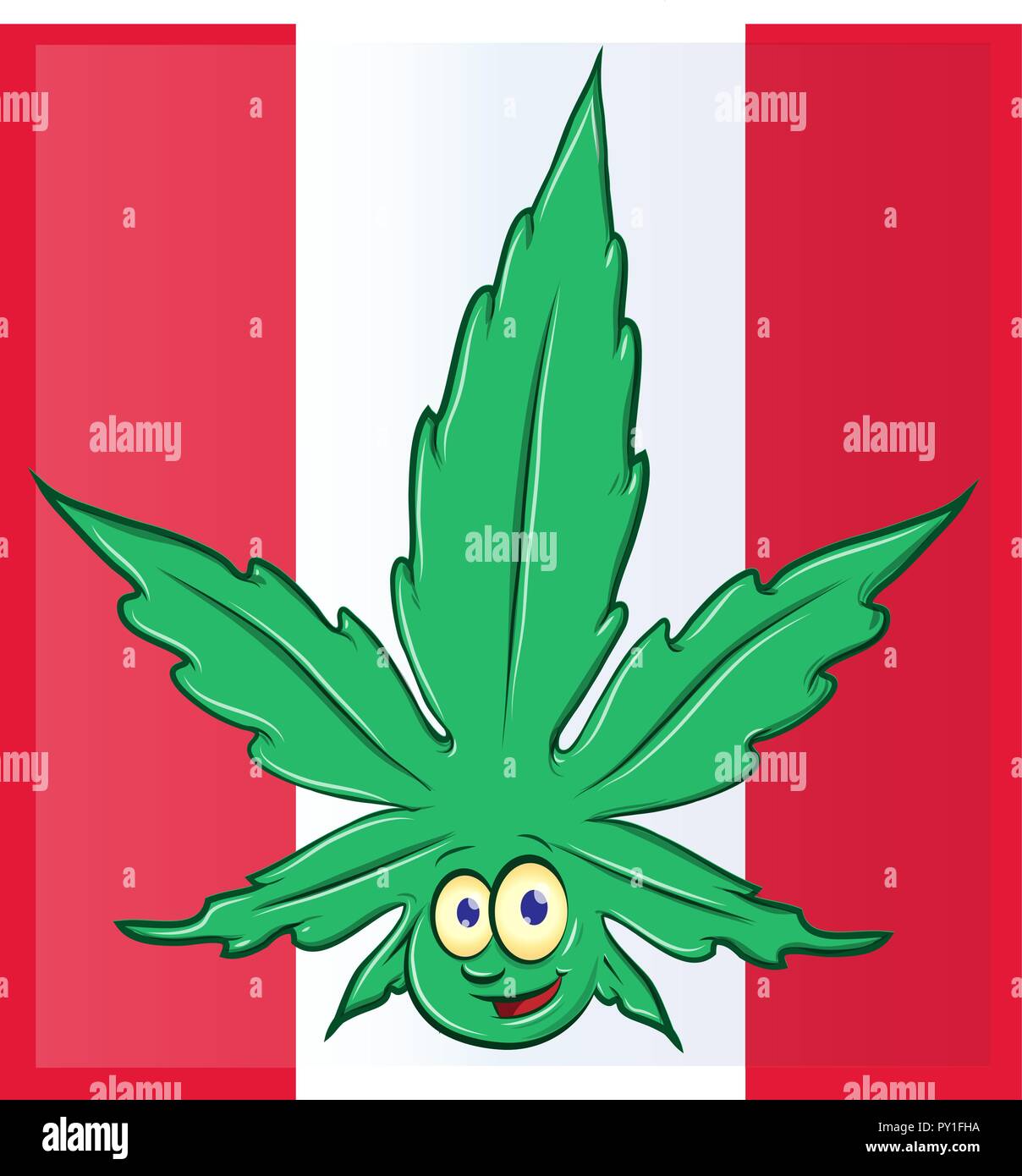 Kanadische Flagge mit Marihuana Cartoon Stock Vektor