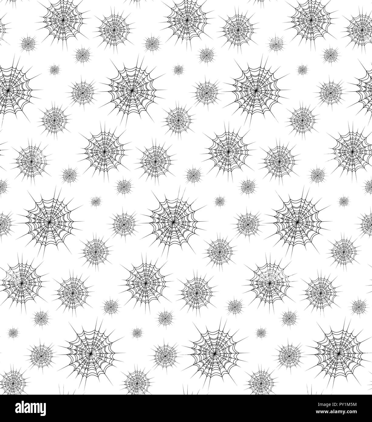 Spider Web nahtlose Muster auf weißem Hintergrund Stock Vektor