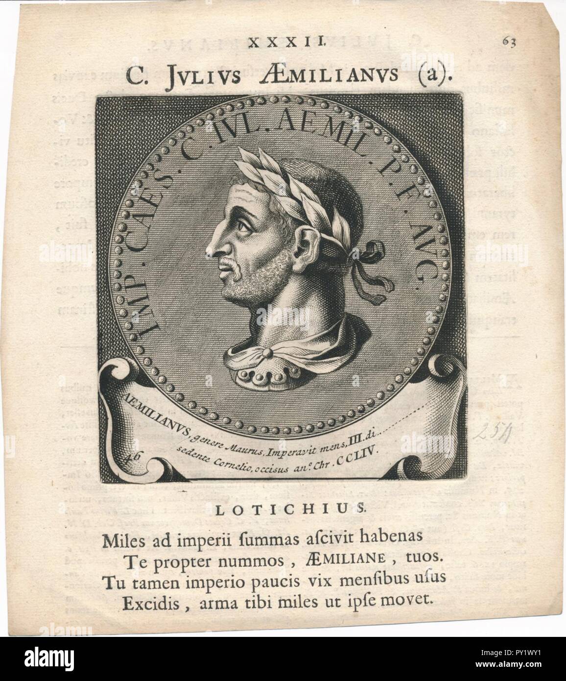 C. Julius Aemillianus Erfgoedcentrum Rozet 300 191 d 6C 03. Stockfoto