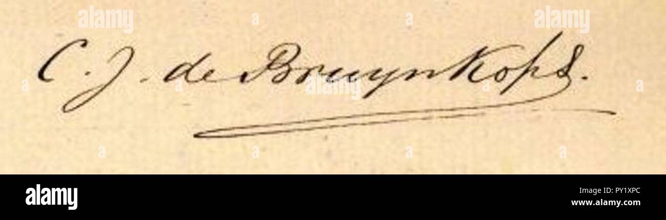 C.J. de Bruyn Kops handtekening 1861. Stockfoto