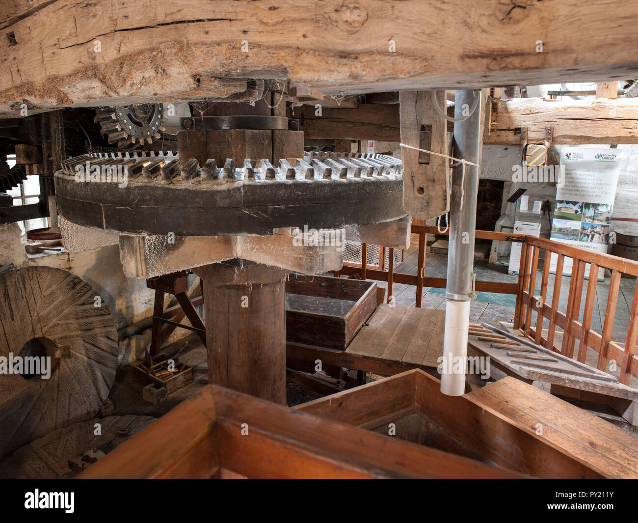 Mühle Funktionsweise bei worsbrough Mühle Museum, Barnsley, South Yorkshire, England, Vereinigtes Königreich Stockfoto