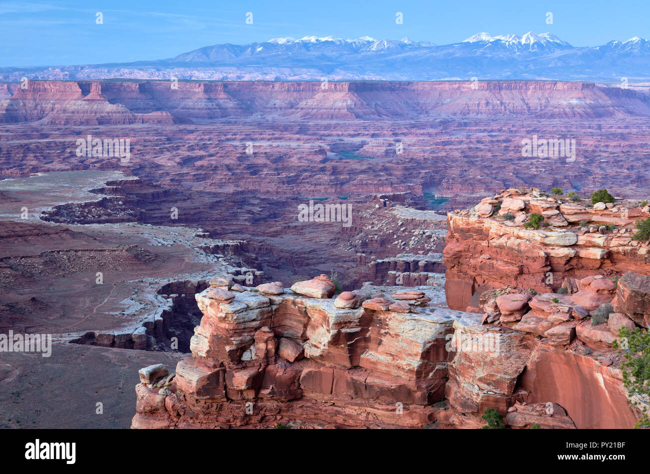 Landschaftlich schöne Abend Landschaft über Canyonlands, Moab, Utah, USA Stockfoto