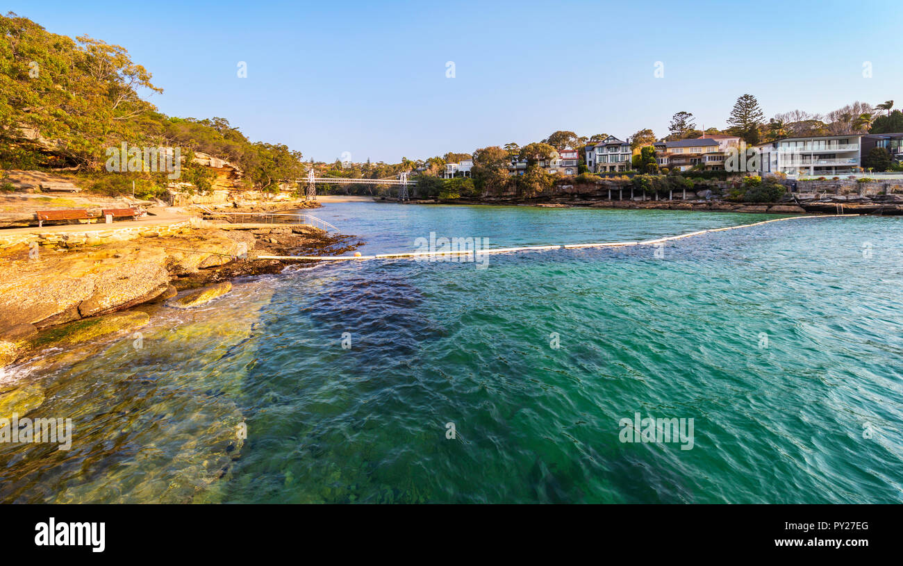 Shark net am Petersilie Bay finden im Vaucluse, Sydney. New South Wales, Australien Stockfoto
