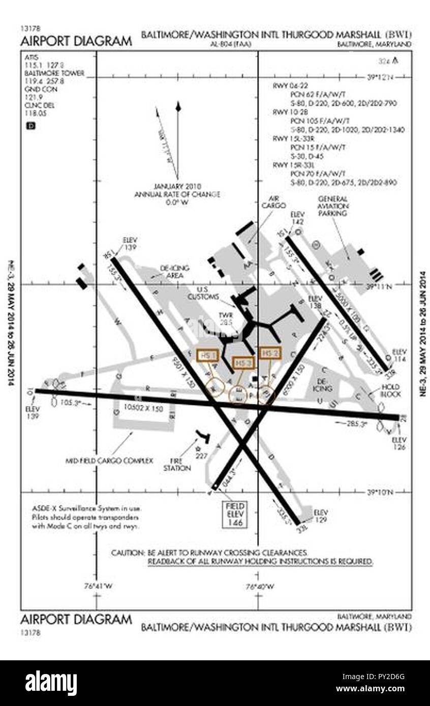 BWI Flughafen Diagramm. Stockfoto