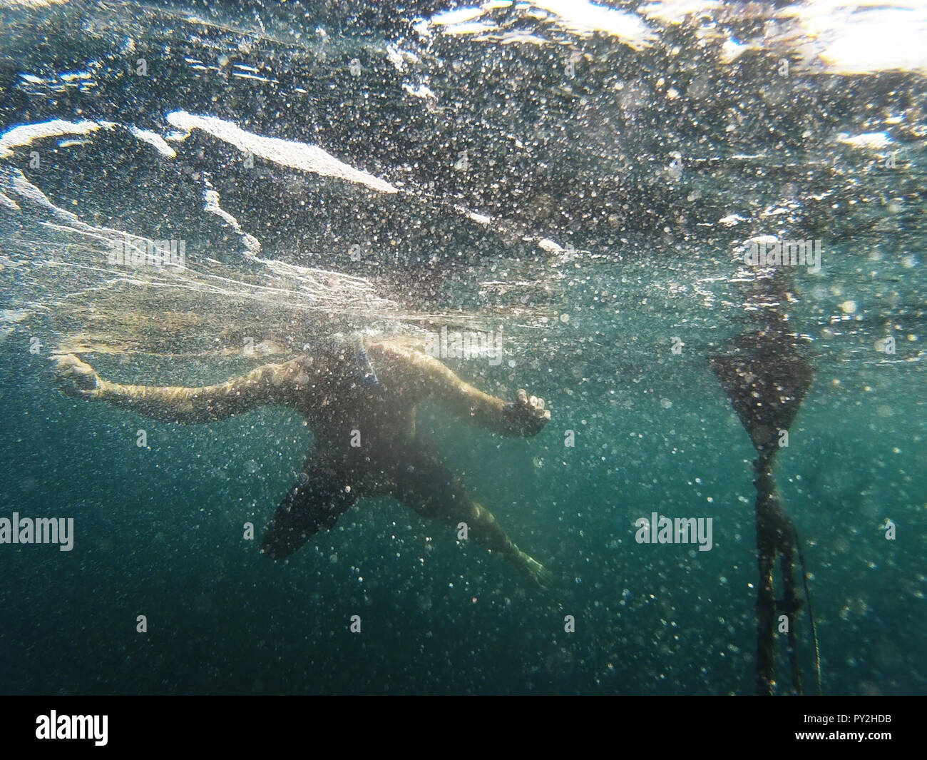Mann Schwimmen unter Wasser, Malta Stockfoto