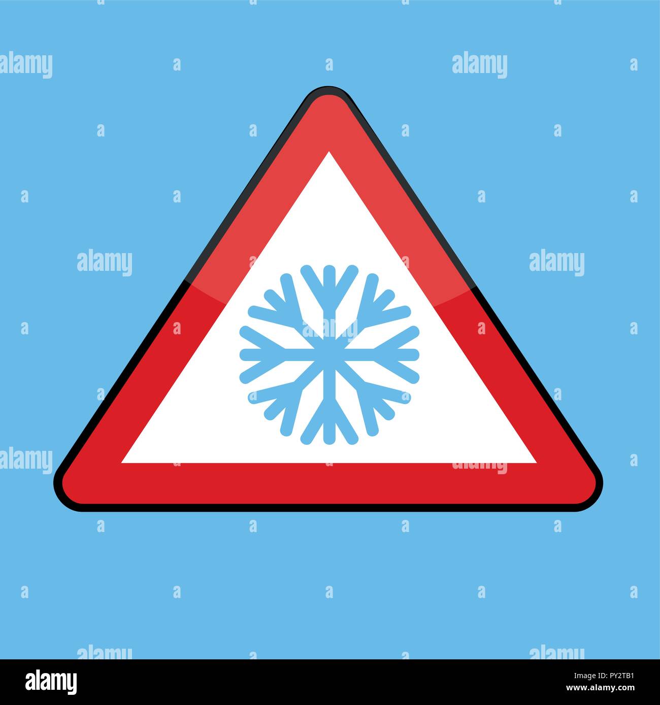 Dreieck Schild mit Schneeflocken für kalte Winter Vektor-illustration EPS 10. Stock Vektor