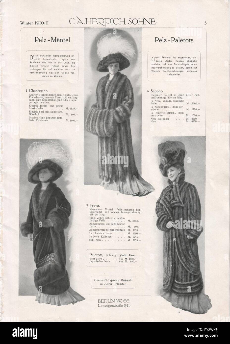 C.A. Herpich Söhne, Berlin, Modewaren 1910 (Prospekt) 03. Stockfoto