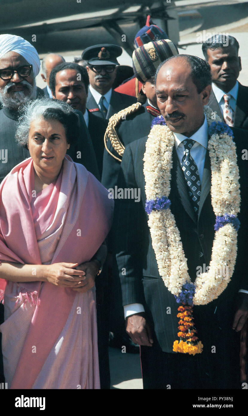 Muhammad Anwar al-Sadat, Indira Gandhi Stockfoto