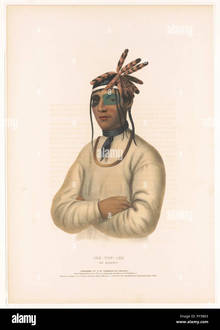 Caa-Tou - Siehe, ein Ojibway - gezeichnet, gedruckt und farbigen an I.T. Bowens lithographischen Einrichtung. Stockfoto