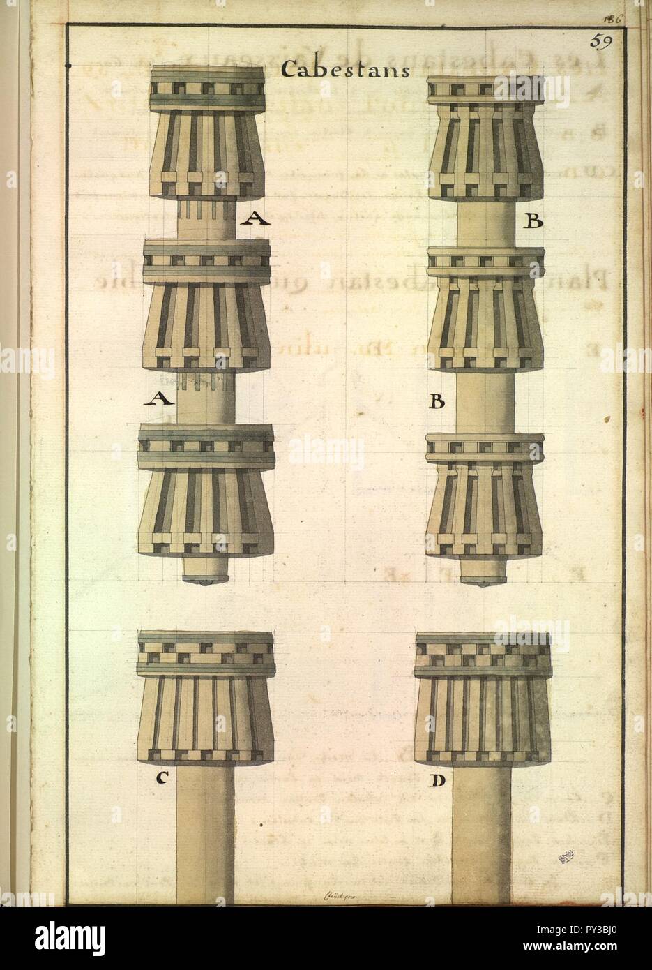 Cabestans XVIIIè siècle. Stockfoto