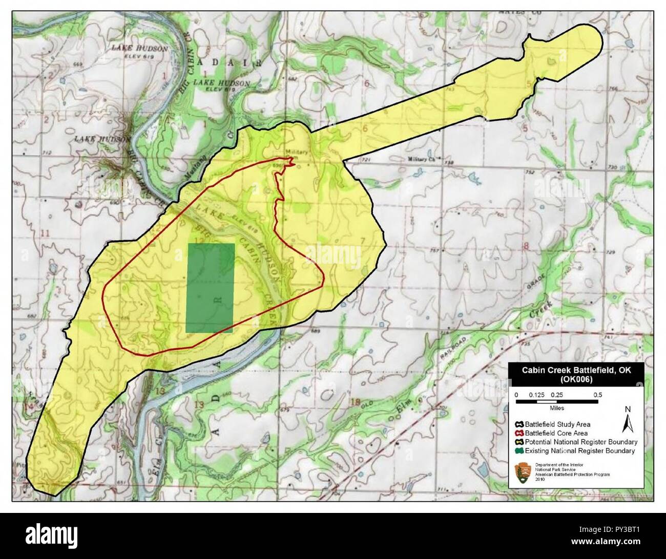 Cabin Creek Battlefield Oklahoma. Stockfoto
