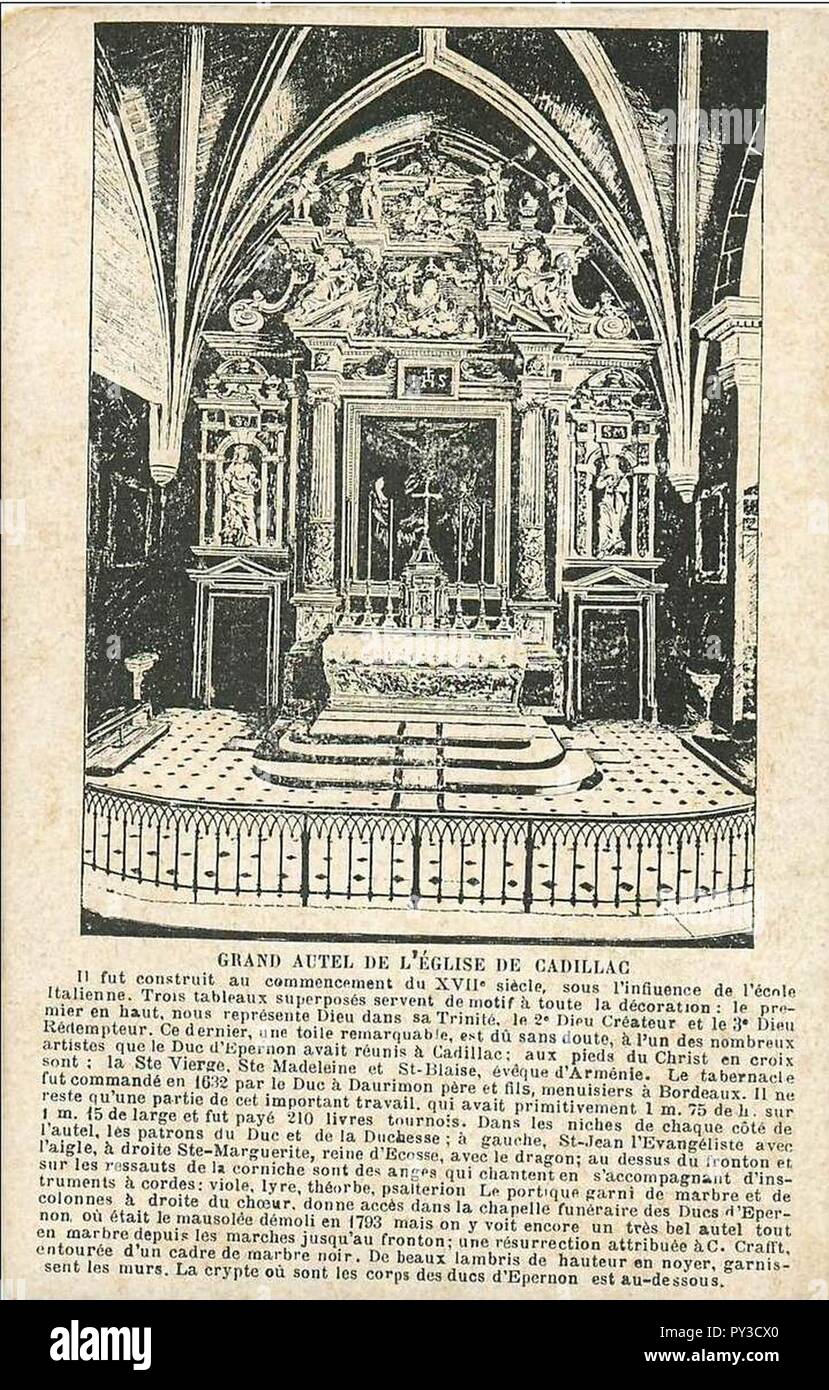 Cadillac-sur-Garonne-Église Anmerkungen 1. Stockfoto