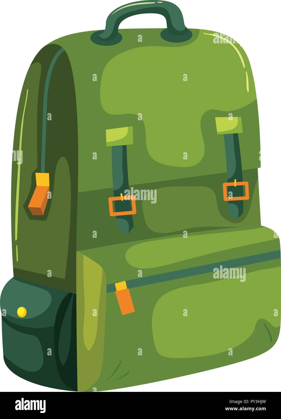 Ein grüner Rucksack auf weißem Hintergrund Abbildung Stock Vektor