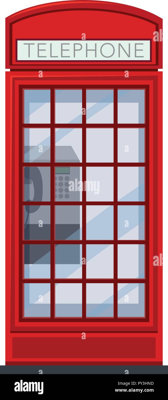 Eine rote Telefonzelle auf weißem Hintergrund Abbildung Stock Vektor