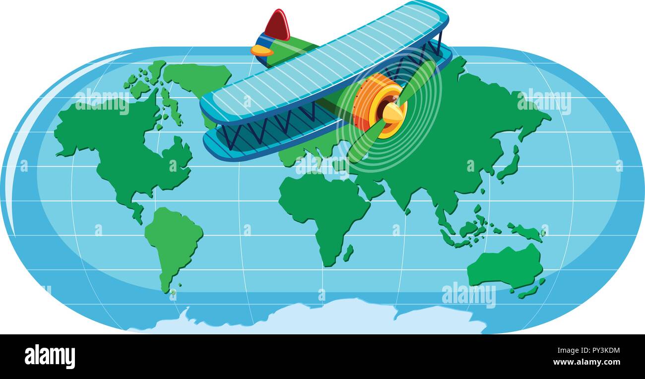 Eine Weltkarte und Ebene Abbildung Stock Vektor