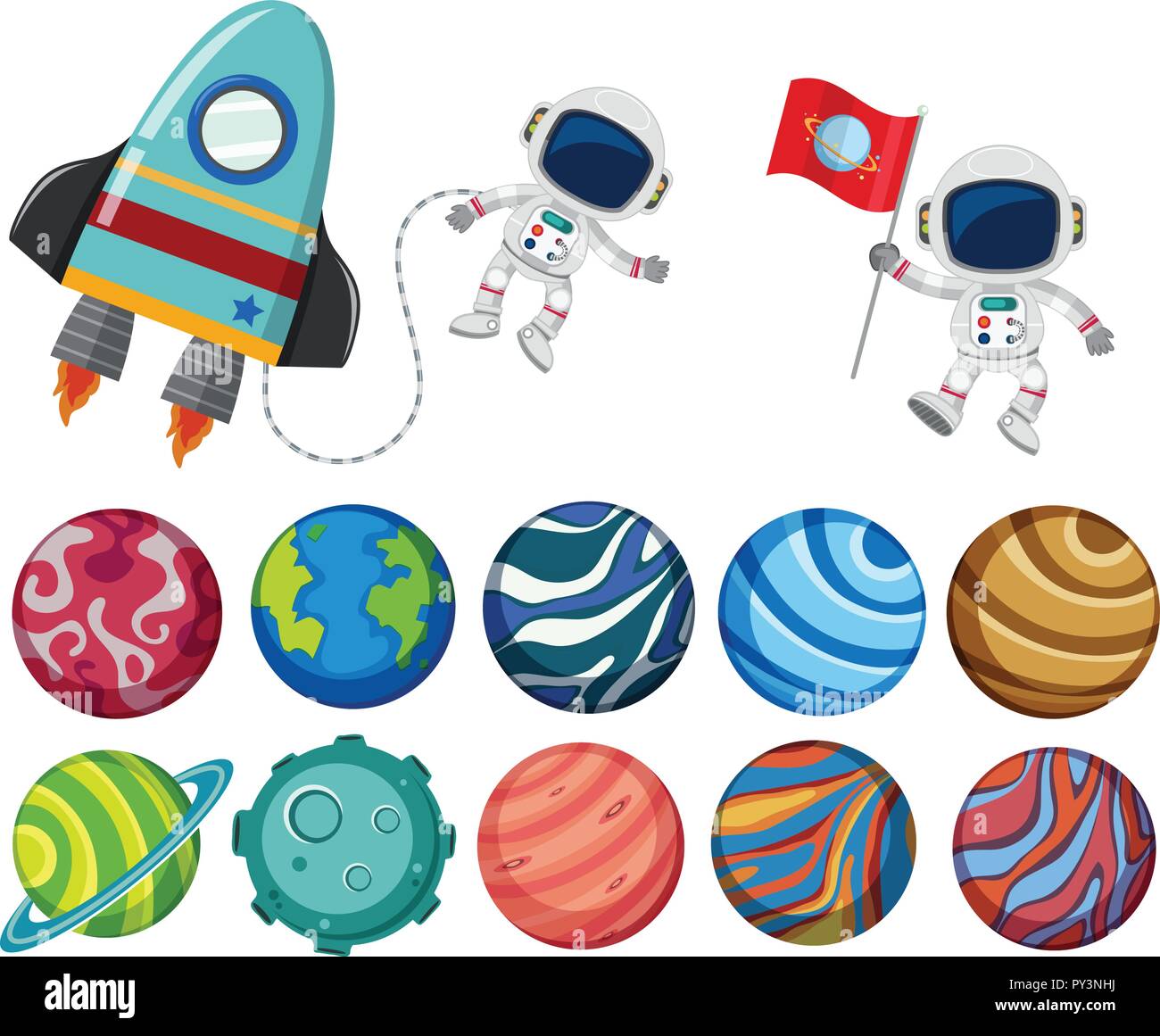 Eine Reihe von Solar System Element Abbildung Stock Vektor