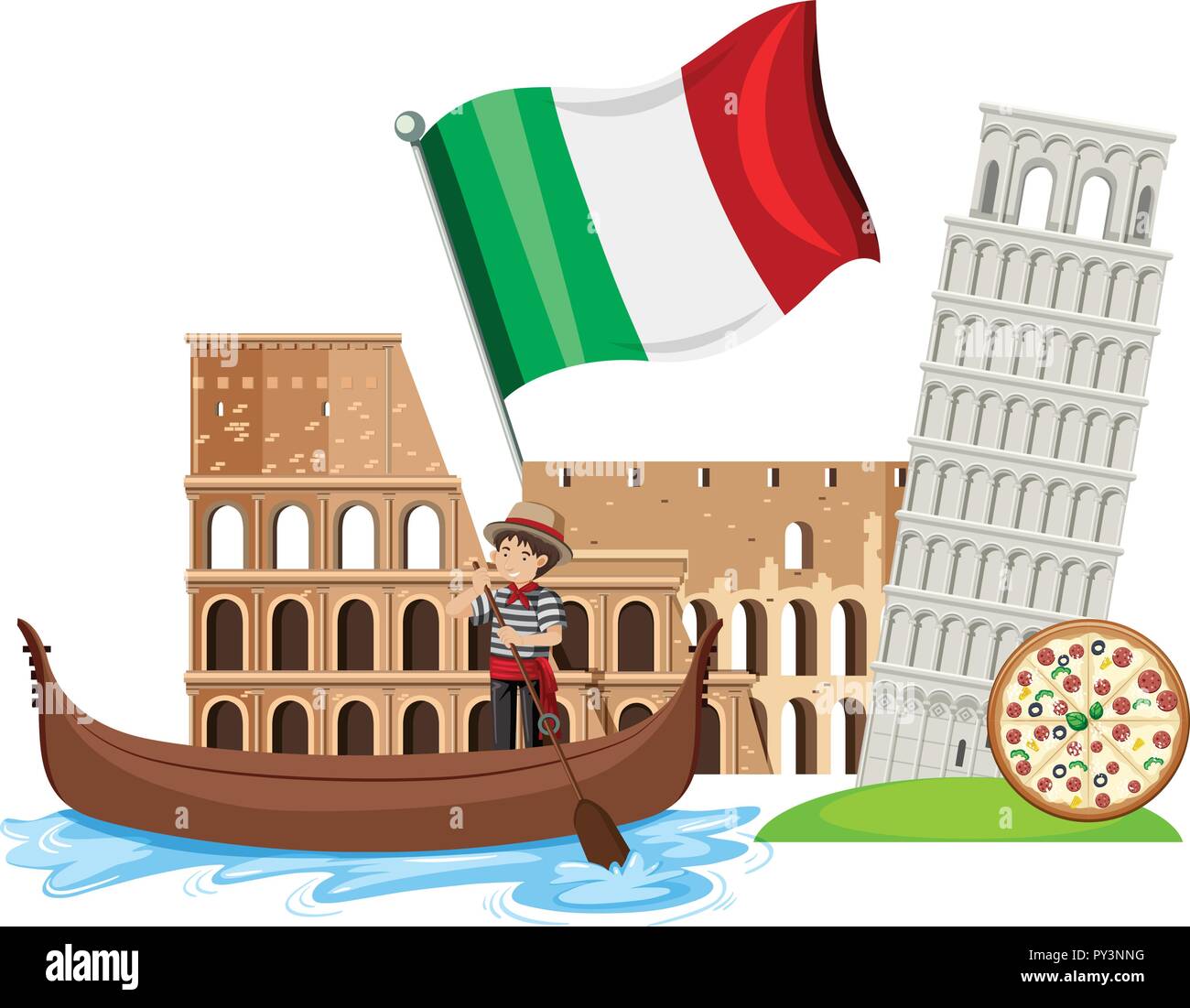 Eine Reihe von Italien Touristenattraktion Abbildung Stock Vektor