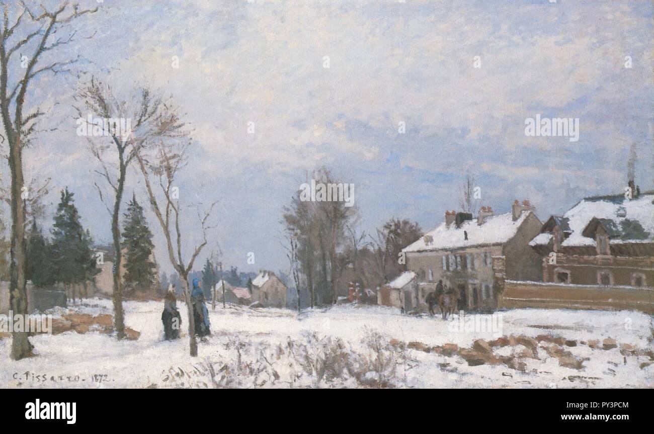 Camille Pissarro - La Route de Versailles à Saint-germain, Louveciennes, effet de Neige - 1872. Stockfoto