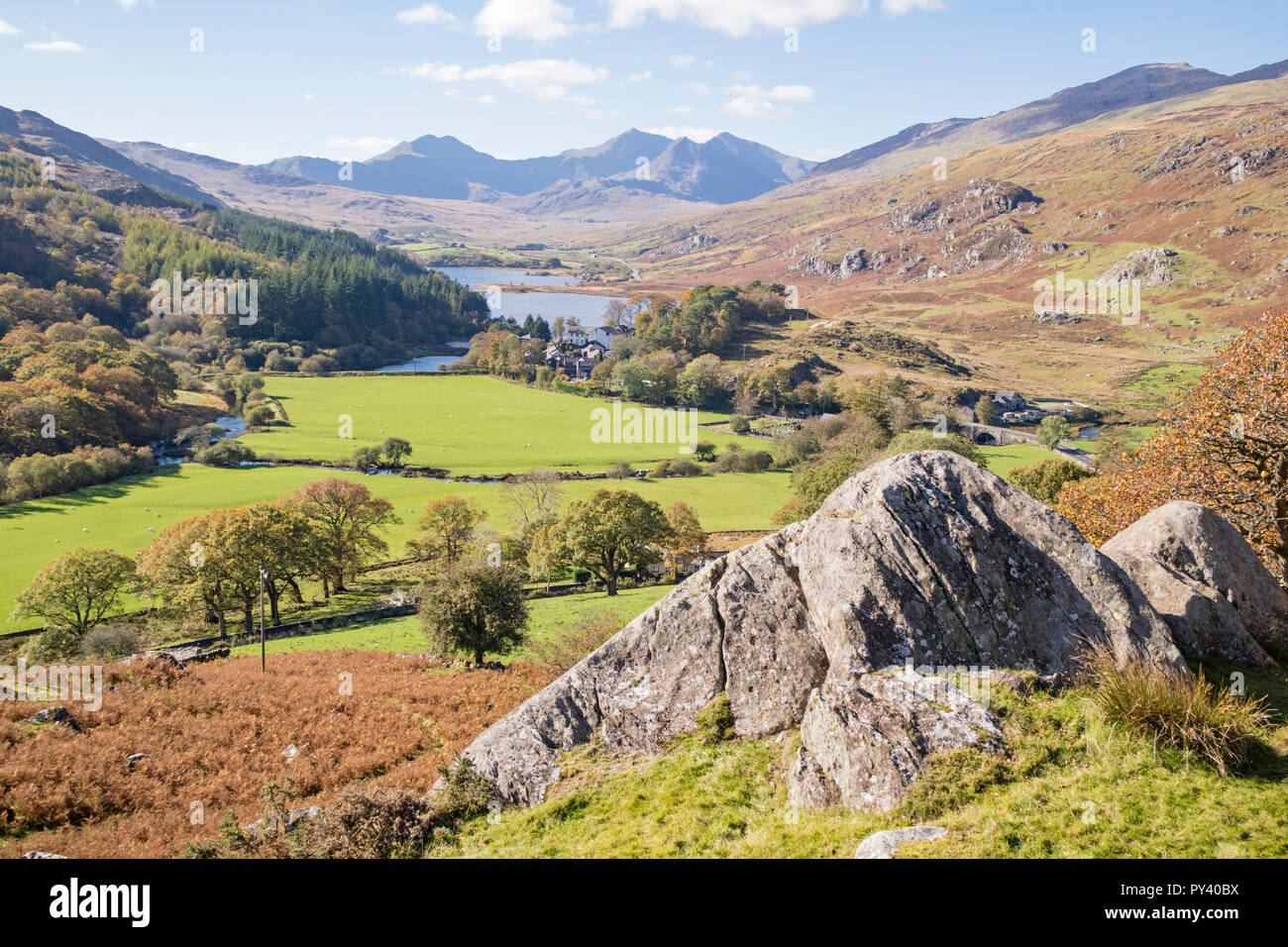 Der snowdon Horseshoe reichen von oben Capel Curig, Snowdonia National Park, North Wales, UK Stockfoto