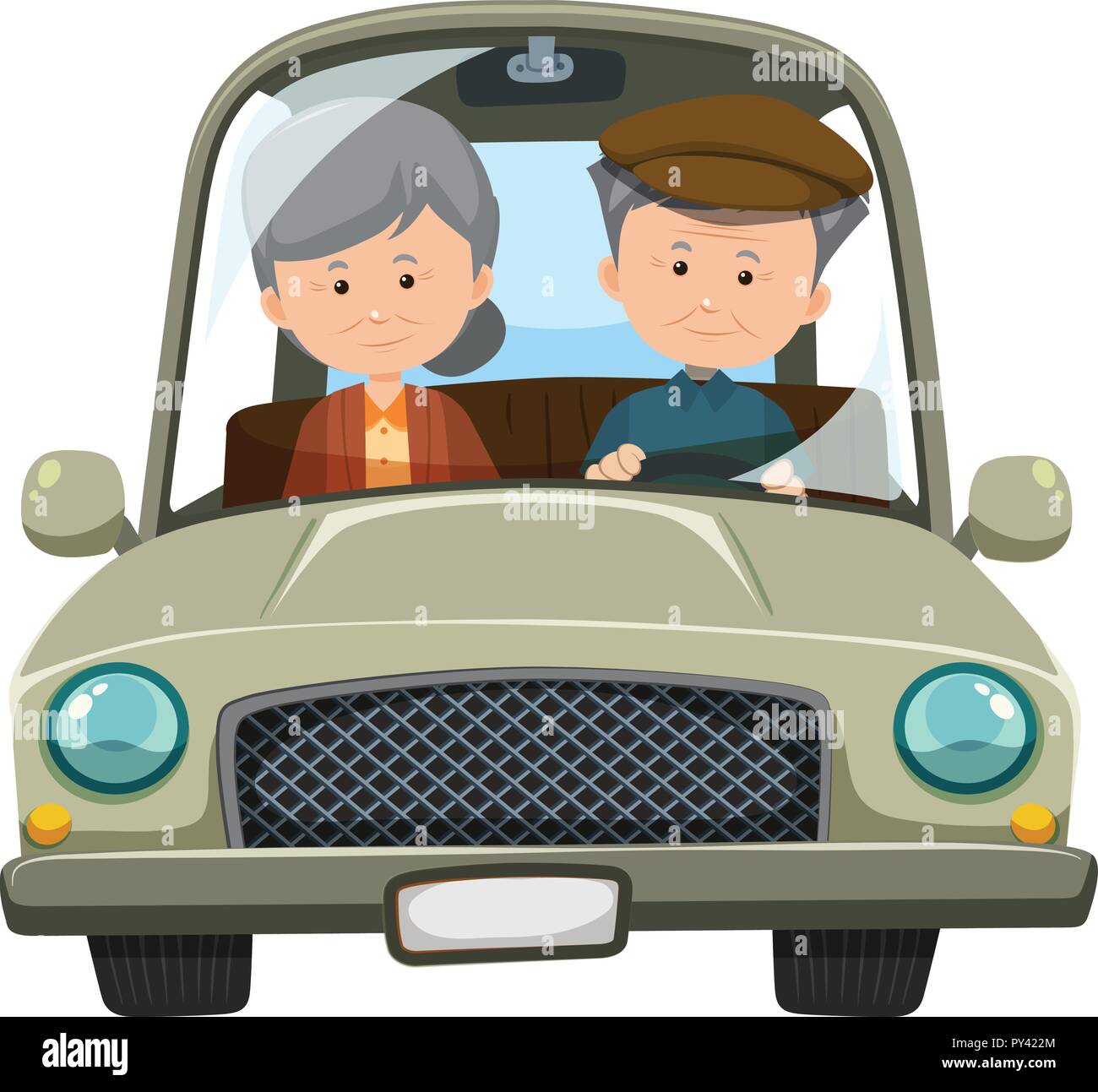 Ein altes Ehepaar Autofahren Abbildung Stock Vektor