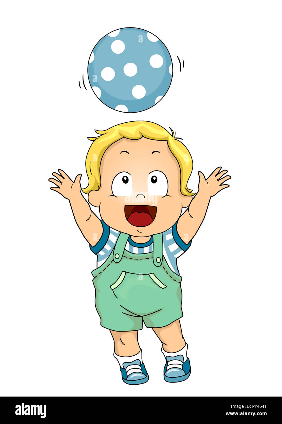 Abbildung: ein Kind Junge Kleinkind vorbei an einem blauen Ball über den  Kopf Stockfotografie - Alamy