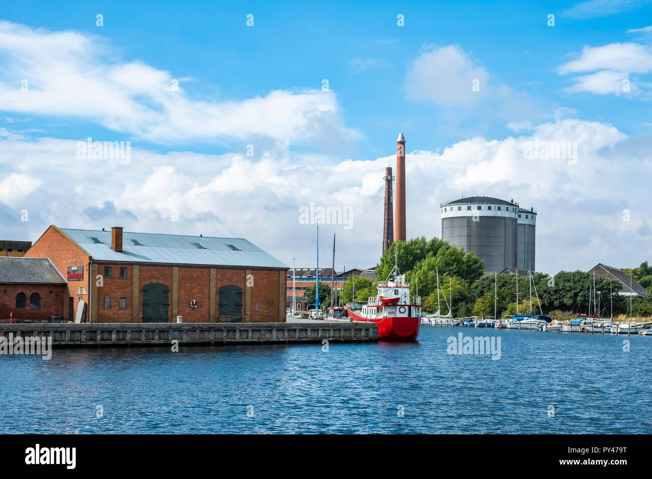 Blick auf den Hafen von Stege, Mön Island, Dänemark, Skandinavien, Europa. Stockfoto