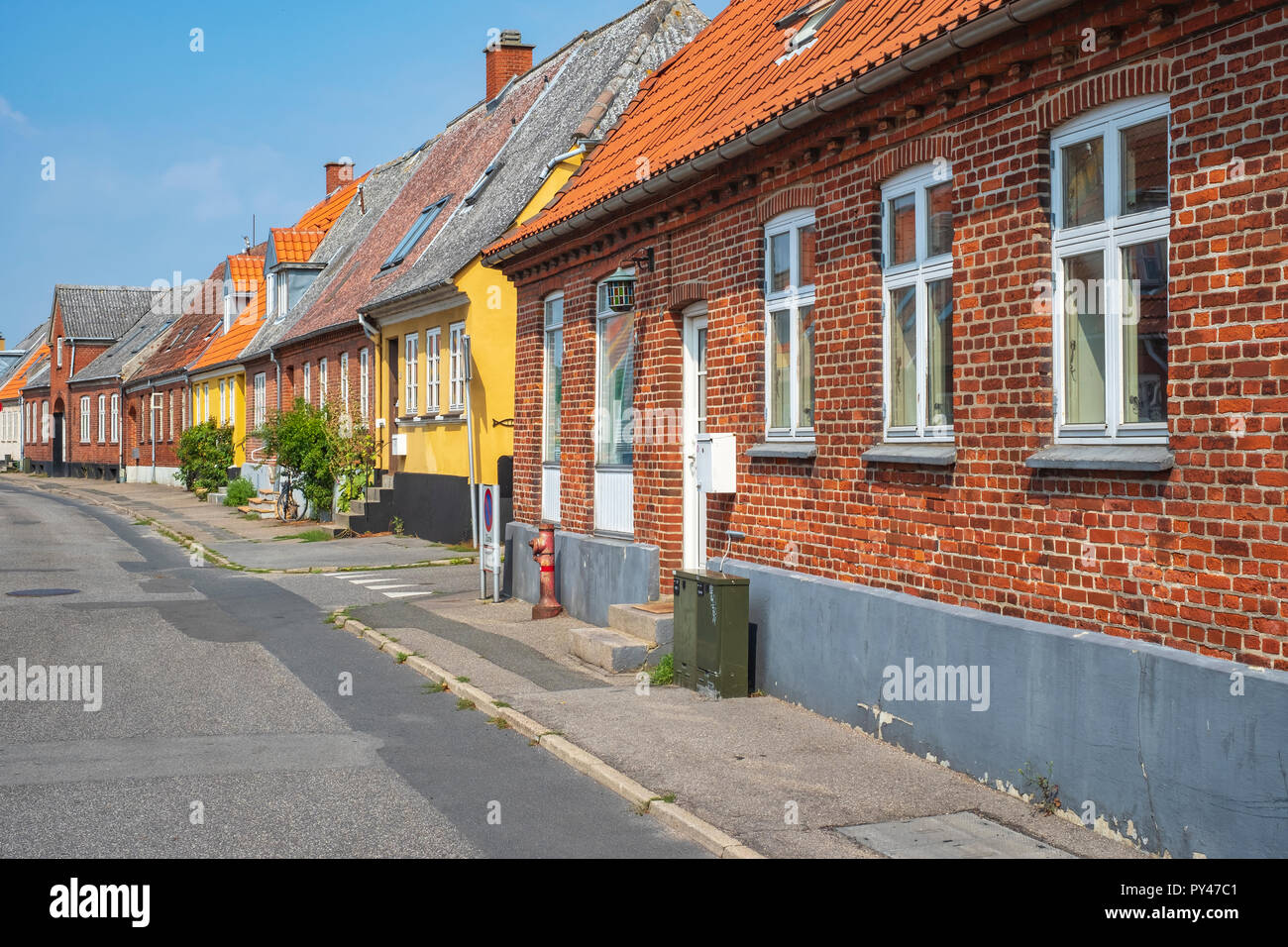 Impressionen aus einer Seitenstraße in Stege, Mön Island, Dänemark, Skandinavien, Europa. Stockfoto