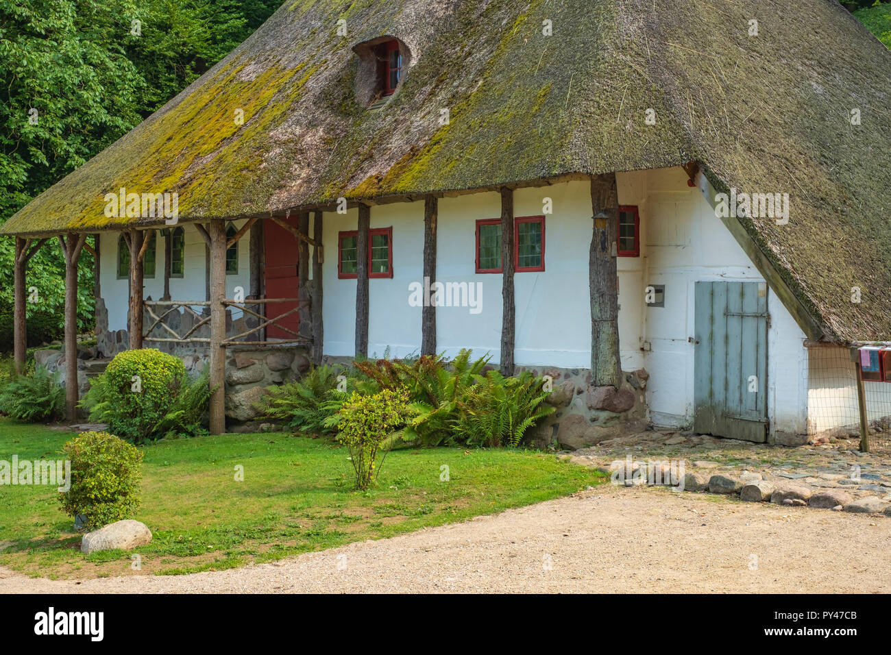 Verwaltungsgebäude der Liselund Manor, Møn Insel, Dänemark, Skandinavien, Europa. Stockfoto