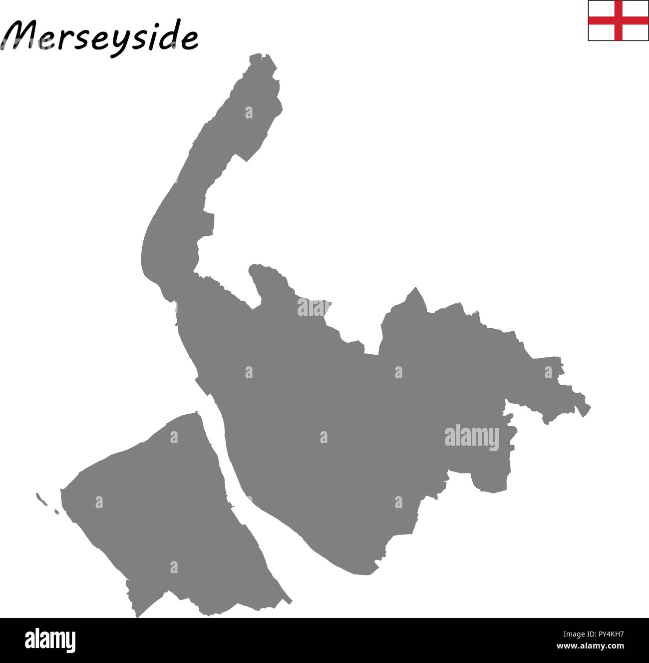 Hohe Qualität Karte handelt es sich um einen zeremoniellen Grafschaft Englands. Merseyside Stock Vektor