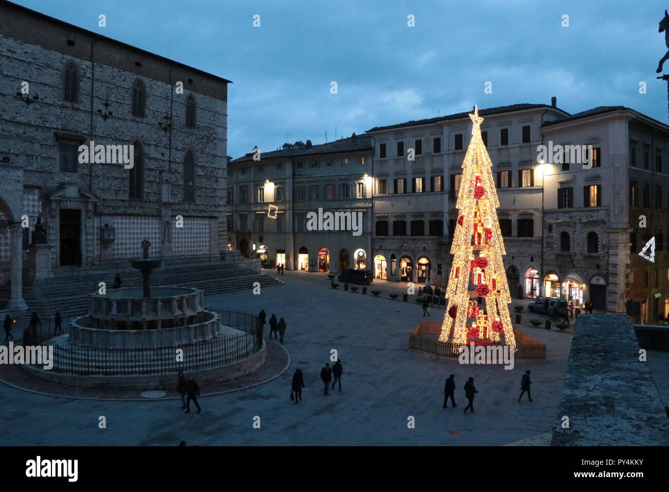 Perugia, Piazza IV Novembre Stockfoto
