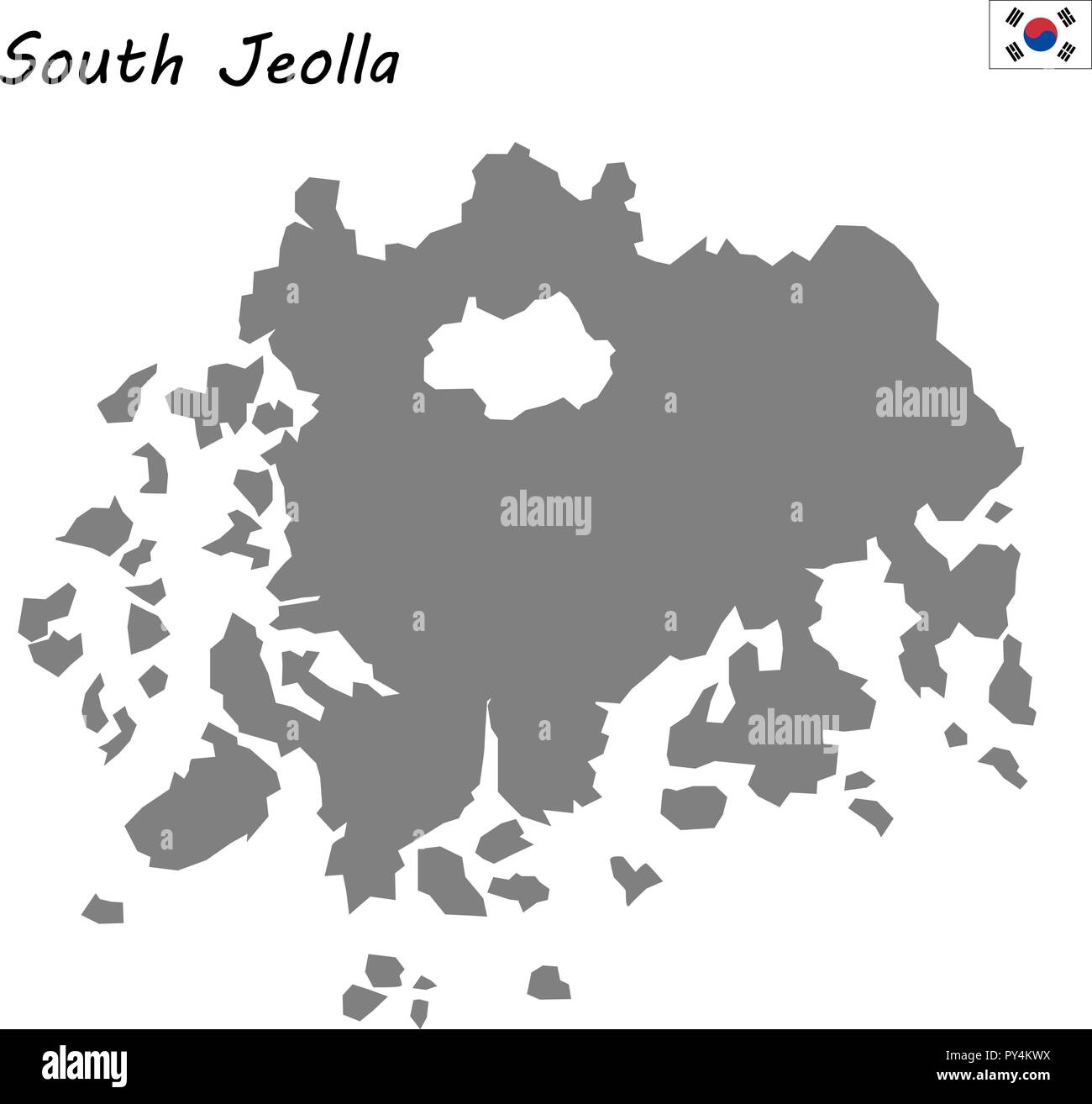 Hohe Qualität Karte der Provinz von Südkorea. Südjeolla Stock Vektor