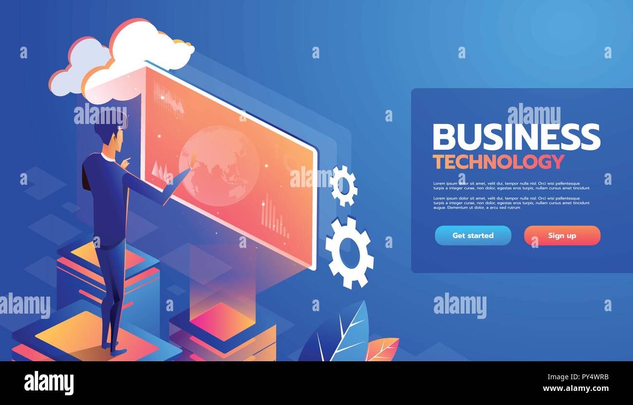 Die Menschen, die interagieren mit Charts und Analyse von Statistiken. Datenvisualisierung Konzept. 3d-isometrische Vector Illustration. Stock Vektor