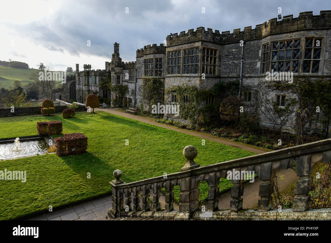 Haddon Hall englisches Landhaus in der Nähe von Bakewell, Derbyshire in England Stockfoto