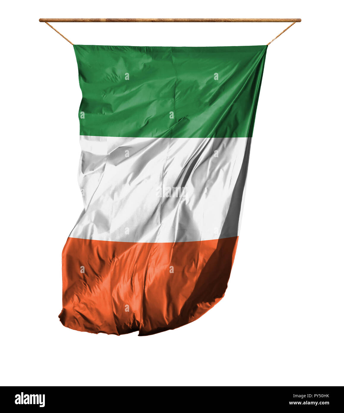 Flagge von Irland. Vertical flag. auf einem weißen Hintergrund. Stockfoto