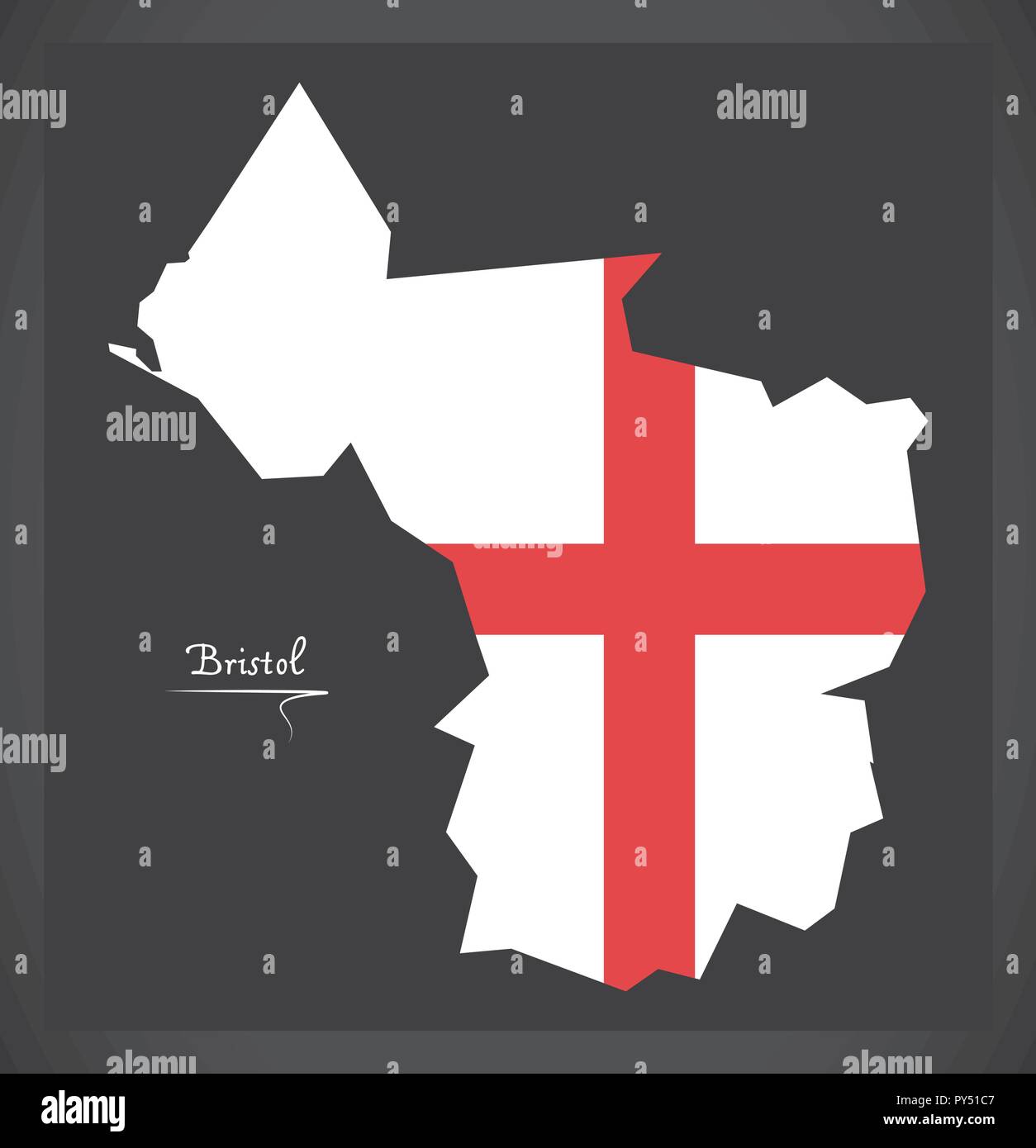 Bristol City Karte mit Englischer Nationalflagge Abbildung Stock Vektor