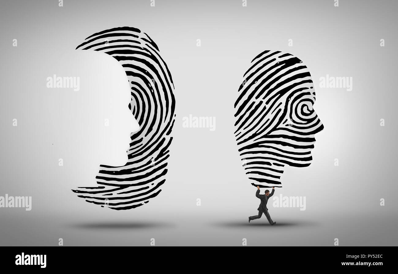 Identität Hacking und Diebstahl persönlicher Daten als Hacker Internetkriminalität Konzept als Internet Security Konzept in einer 3D-Darstellung. Stockfoto