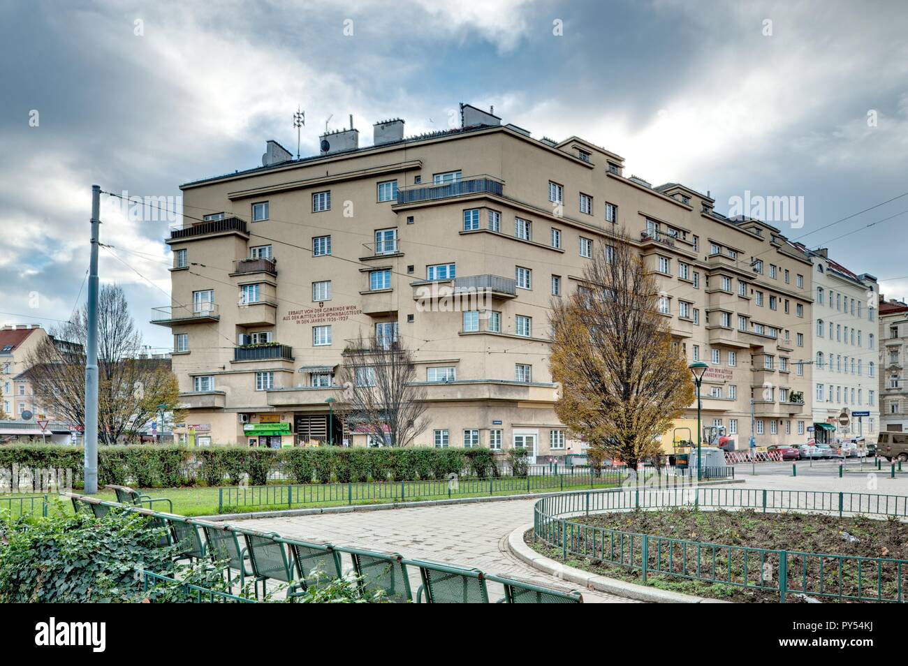 Wien, Gemeindebau des "Roten Wien" - Wien, Rat Tenement Blocks, 'roten Wien', Ludwig-Koe ßler-Platz 3, Josef Berger, Martin Ziegler, Arthur Berger Stockfoto