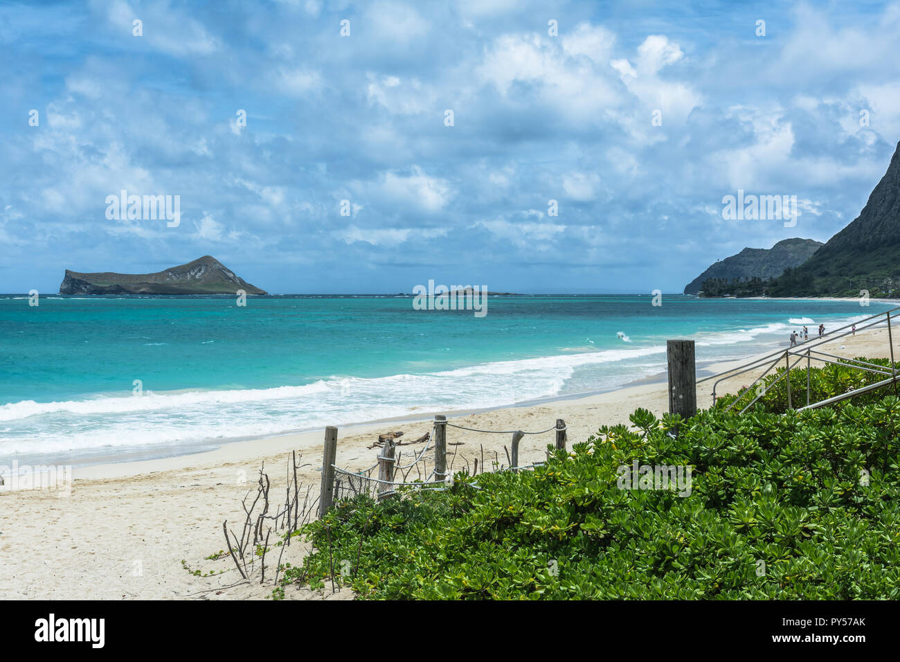 Anzeigen von Rabbit Island von Kailua Strand in Oahu, Hawaii Stockfoto