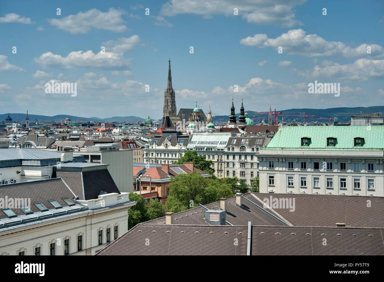 Wien, Blick aus Osten Richtung Innenstadt Stockfoto