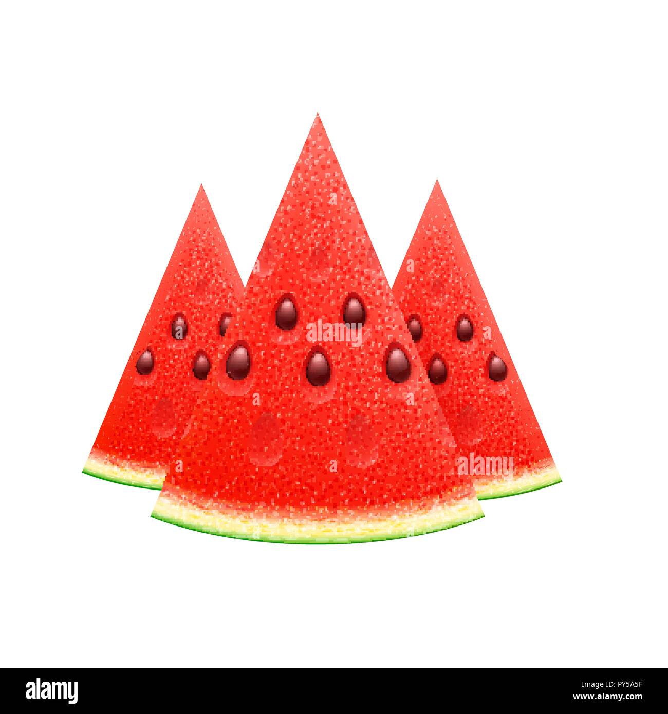 Wassermelone realistische geschnittenes Obst, Vektor Stock Vektor