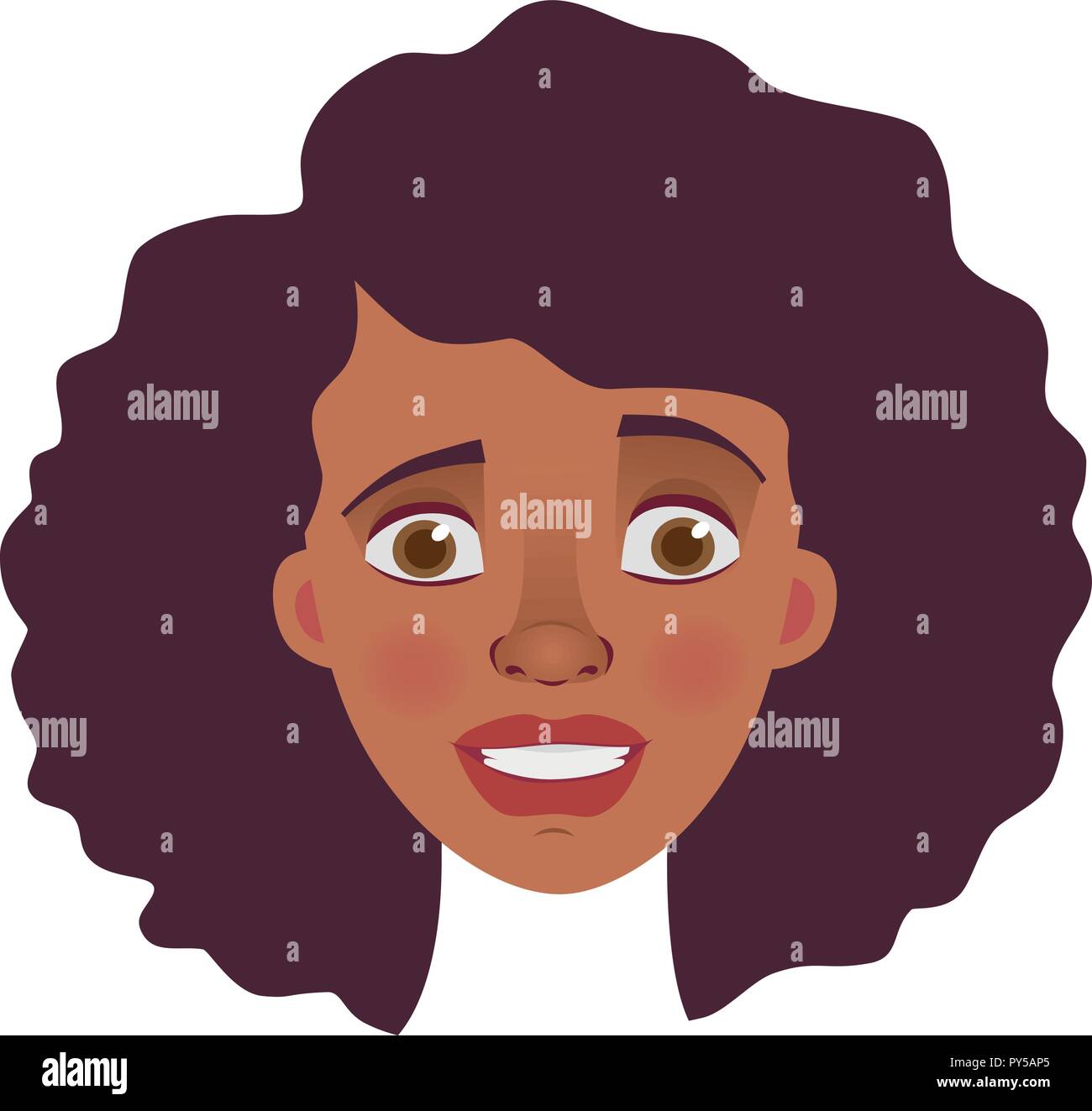 Gesicht der afrikanischen Frau. Gefühle der afrikanischen amerikanischen Frau Gesicht. Mimik Vector Illustration Stock Vektor