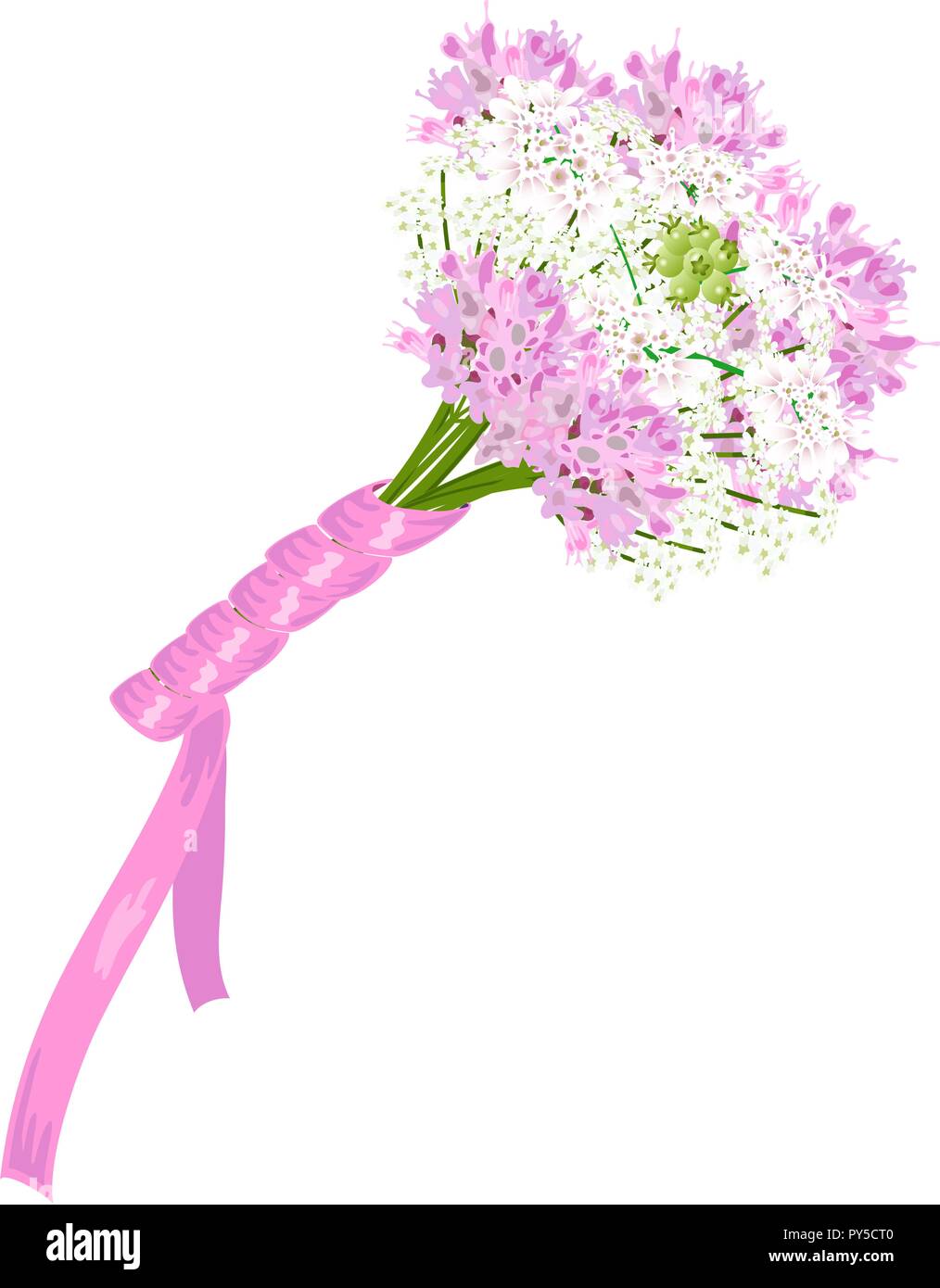 Hochzeit bridal Bouquet von unterschiedlichen weißen und rosa Blüten. isolierte Konzept Idee für Logo, tag, Banner, Werbung, Druck, Verpackung, Dekoration, Pa Stock Vektor