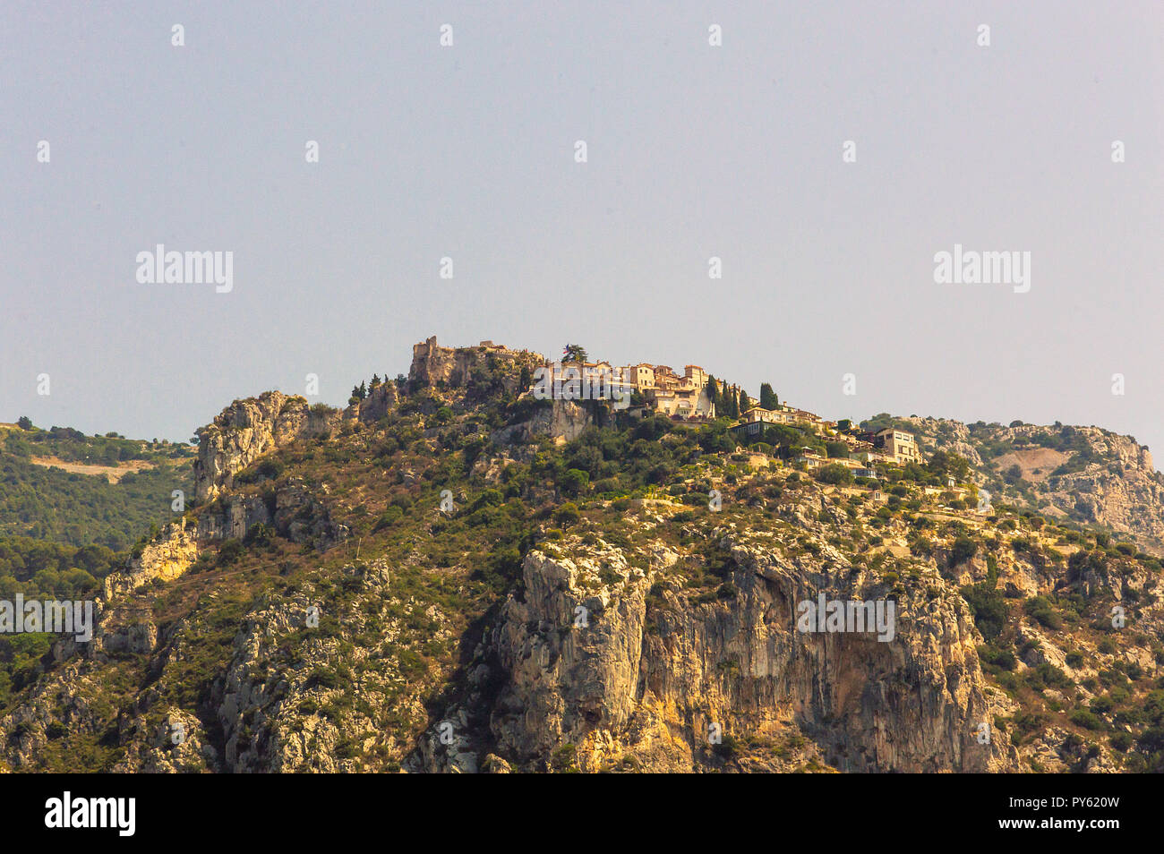 Panoramablick auf das mittelalterliche Dorf Eze Stockfoto