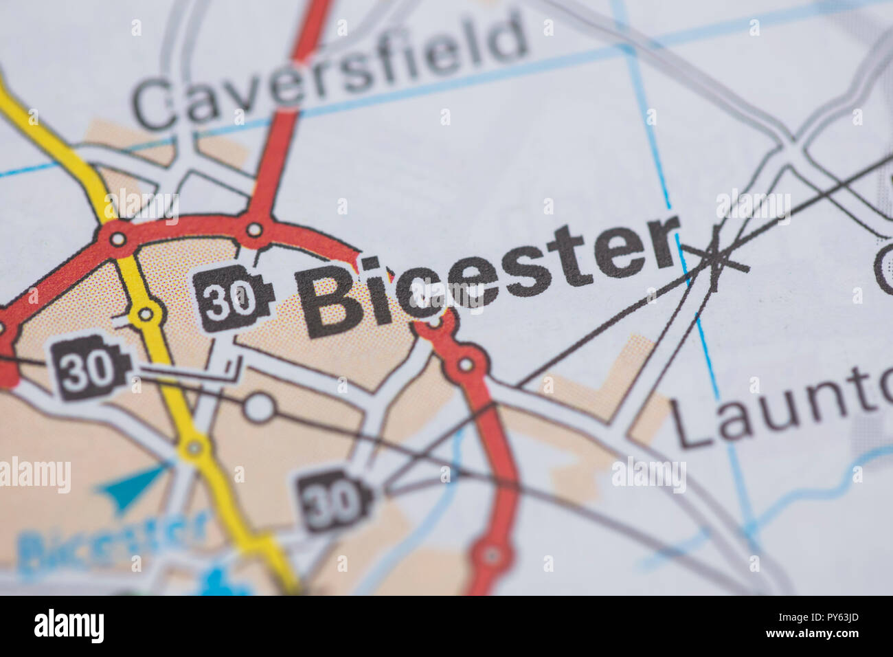 Bicester Lage Stadtplan. Großbritannien Karte. Stockfoto