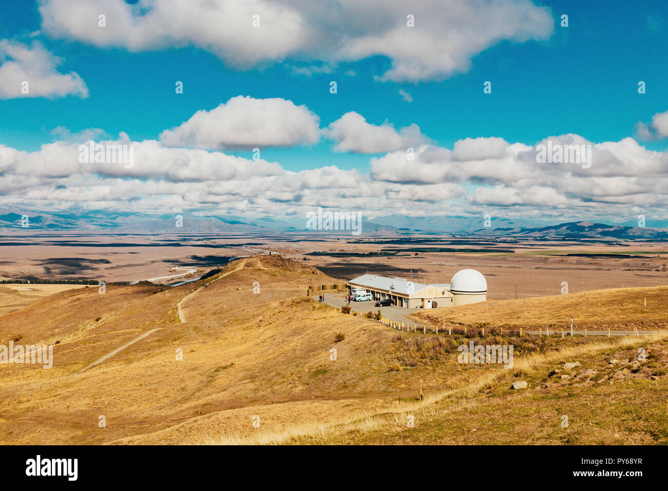Mount John Observatorium am Lake Tekapo, Südinsel Neuseeland Stockfoto