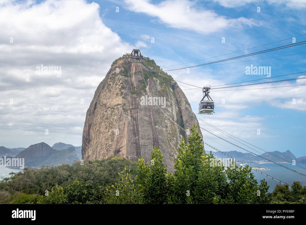 Zuckerhut Seilbahn Blick von Urca Hill - Rio de Janeiro, Brasilien Stockfoto