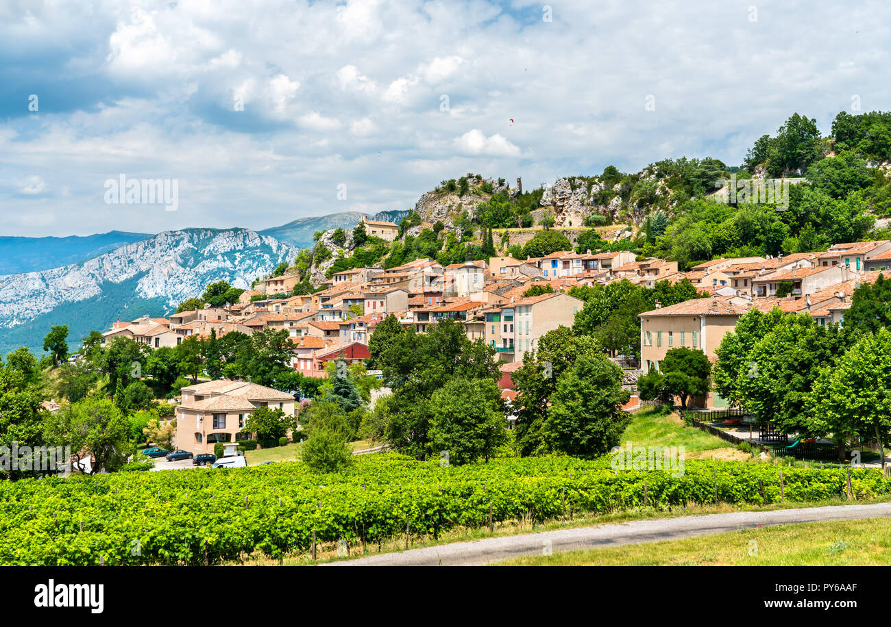 Aiguines Dorf in der Provence, Frankreich Stockfoto